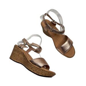 Naot Womens Pier Rose Gold Leather Wedge Sandals Size 39 EU 8 US